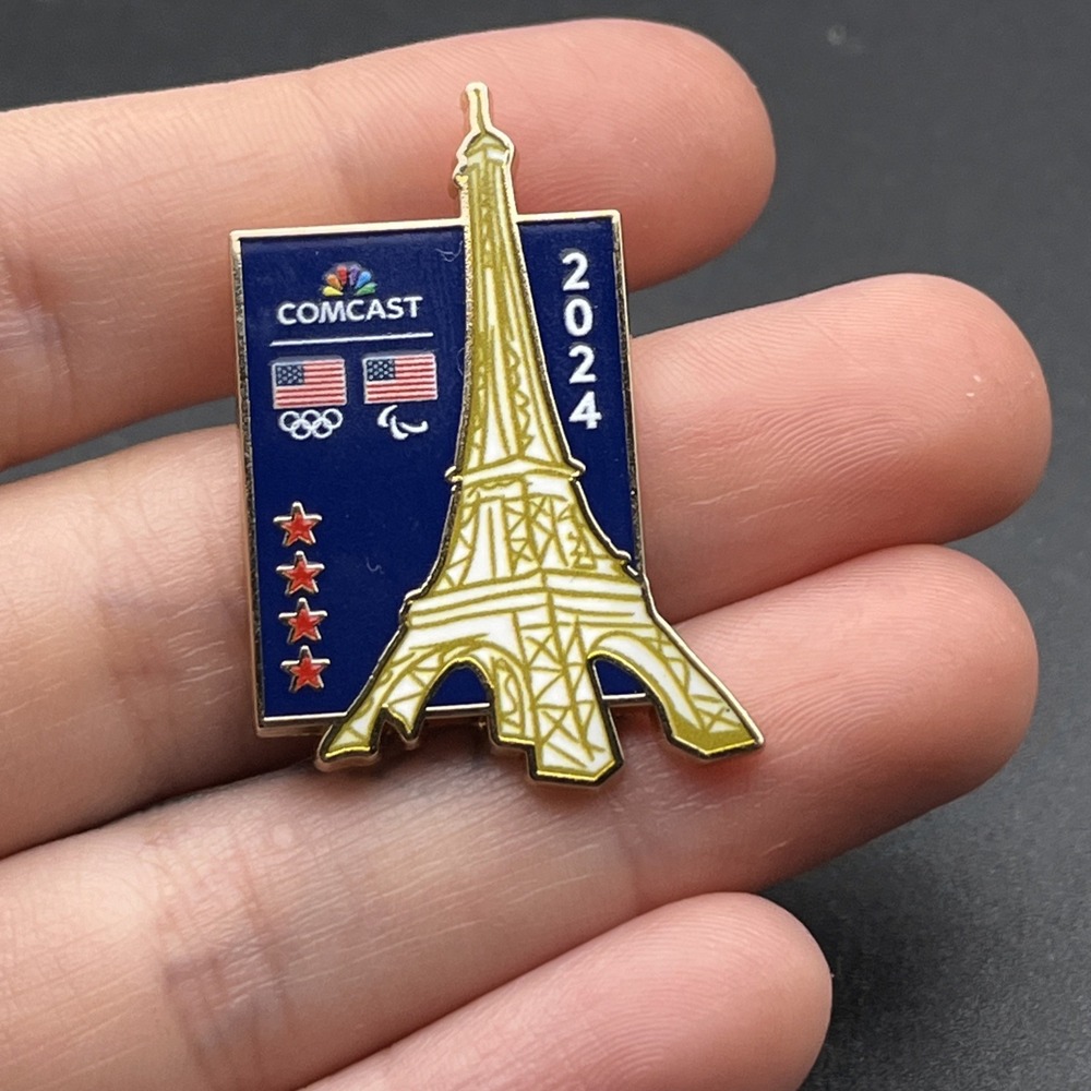 2024 Paris Olympics Eiffel Tower Comcast Sponsor Team USA Lapel Hat Pin